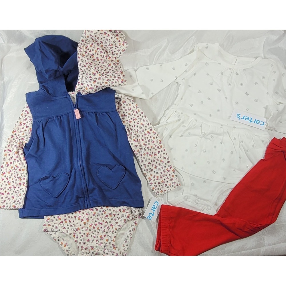 LOT: 19 Pieces Baby Girl Brand Name Clothes - Carters + - New - Sz 9-24 Months - Picture 2 of 6